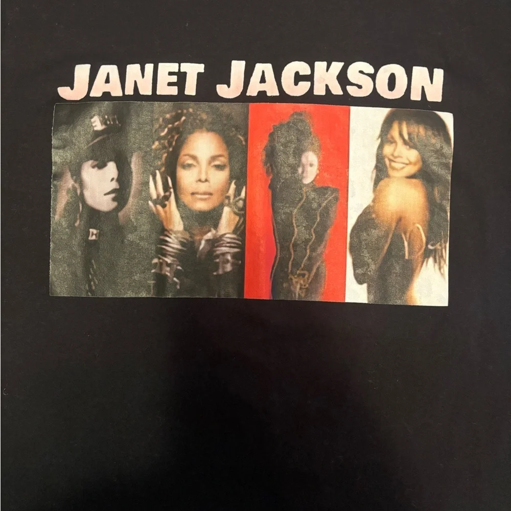 Janet Jackson Graphic Tee Black Cotton Size M - Picture 2 of 4